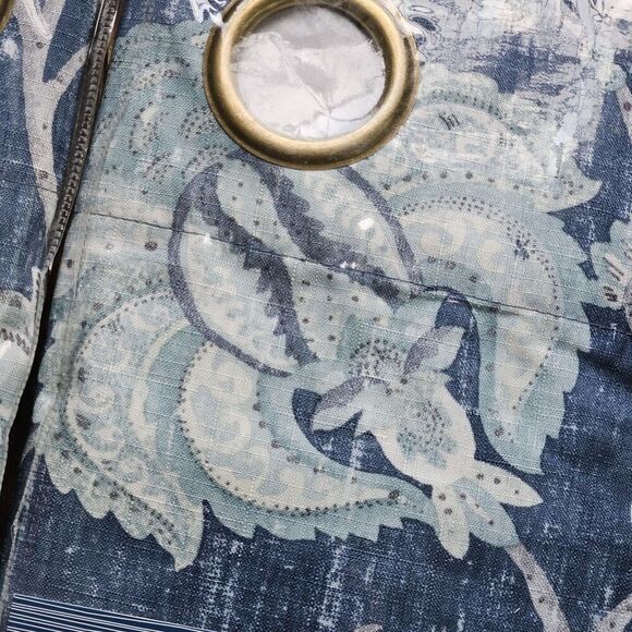 2 - Pier 1 Imports Somerton Blue Floral Paisley Curtain Panels 50" x 96" Grommet - Picture 7 of 8